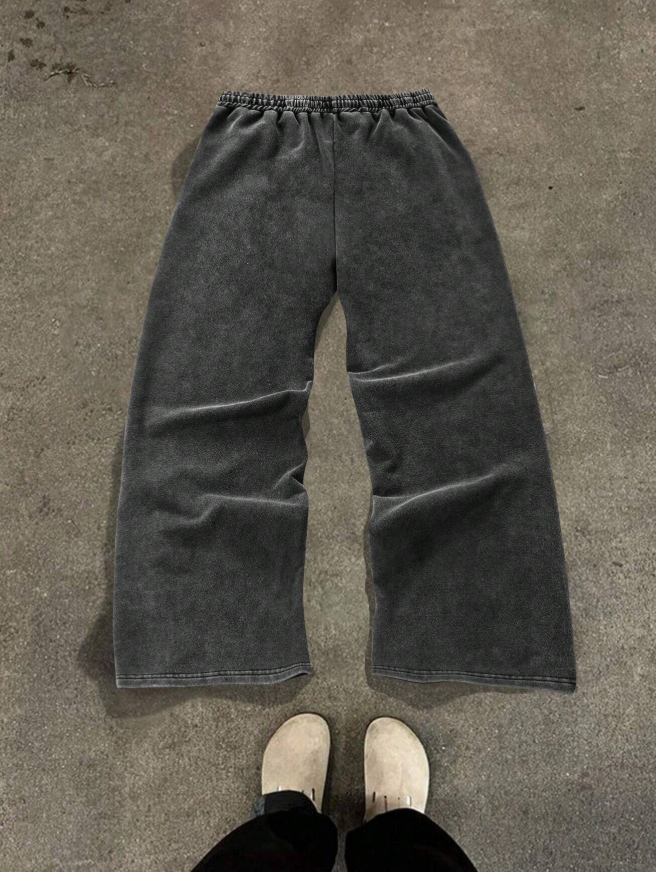 Men's Plain Color Patchwork Front Drawstring Pocket Casual Sweatpants