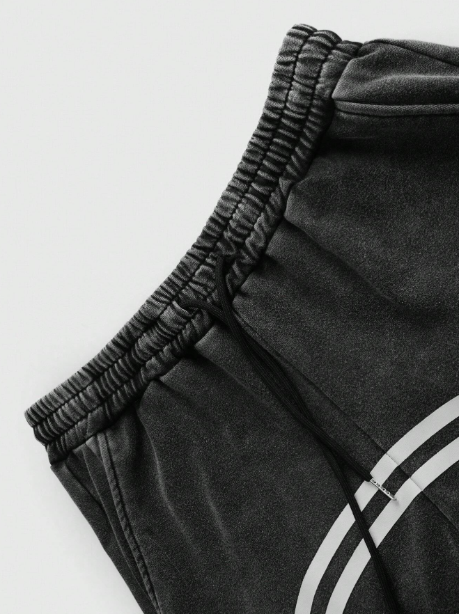 Men's Plain Color Patchwork Front Drawstring Pocket Casual Sweatpants
