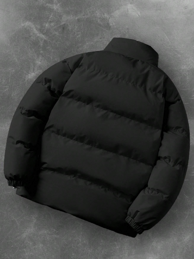 Men's Solid Color Stand Collar Winter Jacket