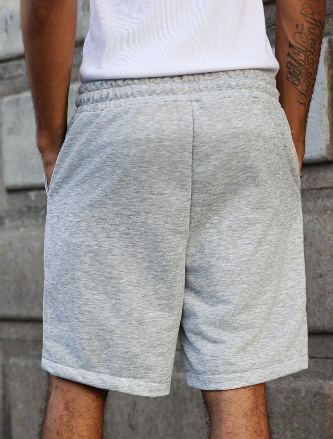 Letter Pattern Print Drawstring Waist Shorts