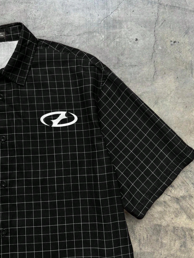 Men's Oversized Letter Plaid Short Sleeve