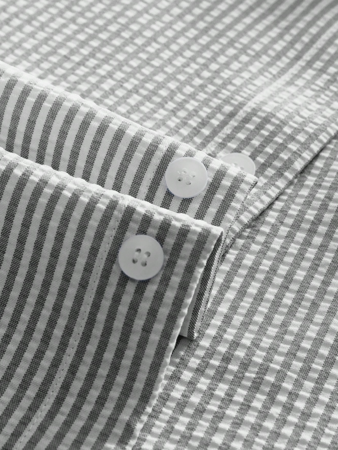 Men's Striped Print Front Button Summer Casual Short Sleeve Shirt