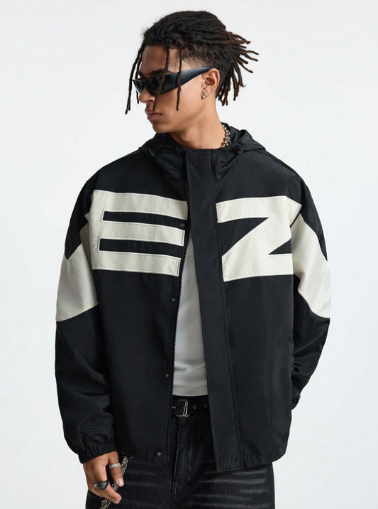 Men's Autumn Letter Print Long Sleeve Drawstring, Hooded, Streetwear Style