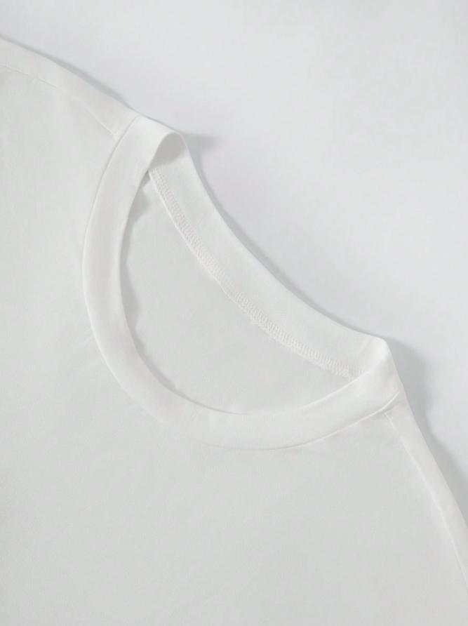 Men's Solid White Round Neck Casual Loose Short Sleeve T-Shirt, For Summer Everyday Wear