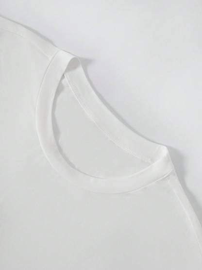 Men's Solid White Round Neck Casual Loose Short Sleeve T-Shirt, For Summer Everyday Wear