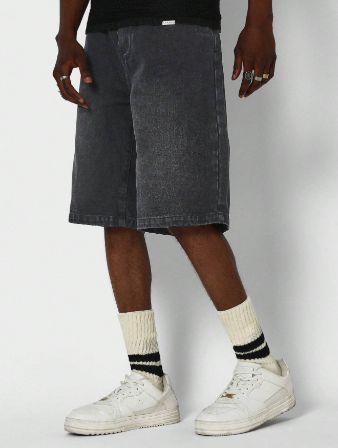 Denim Jort With Back Graphic