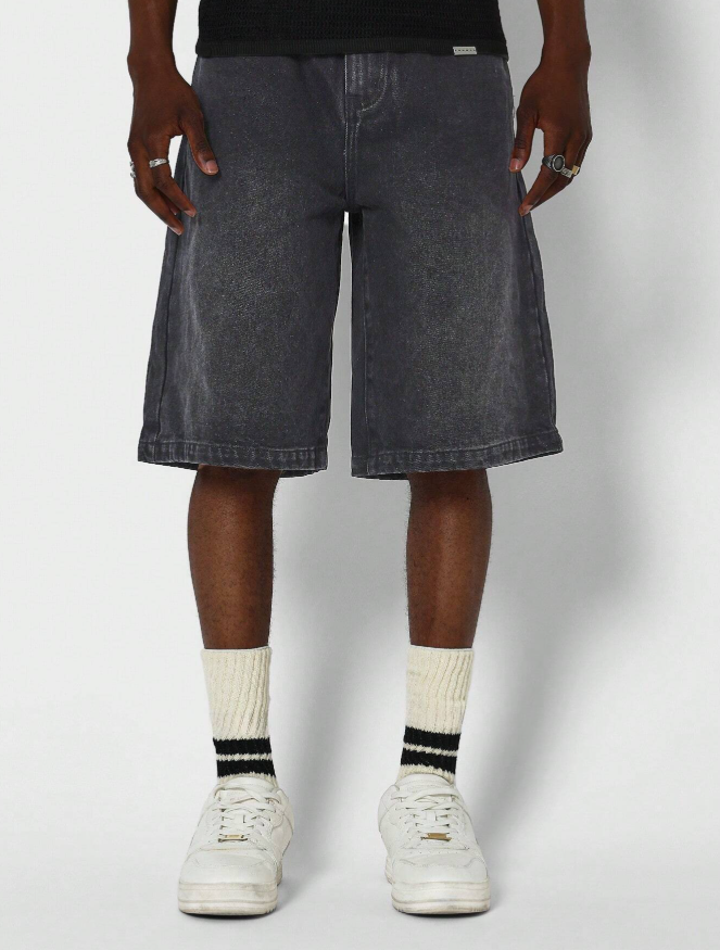 Denim Jort With Back Graphic