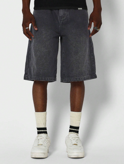 Denim Jort With Back Graphic