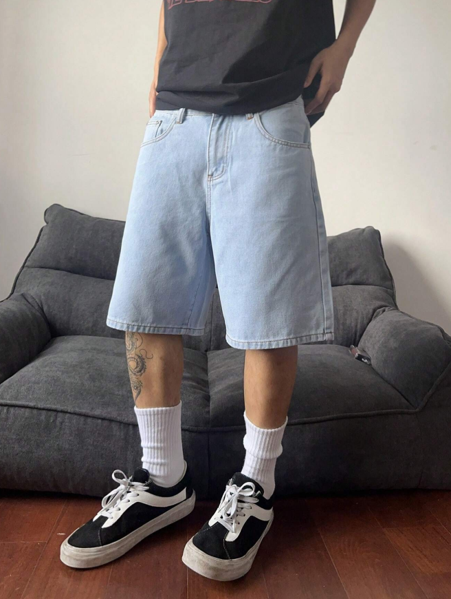 Men's Casual Wide Leg Denim Shorts