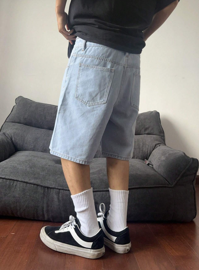Men's Casual Wide Leg Denim Shorts