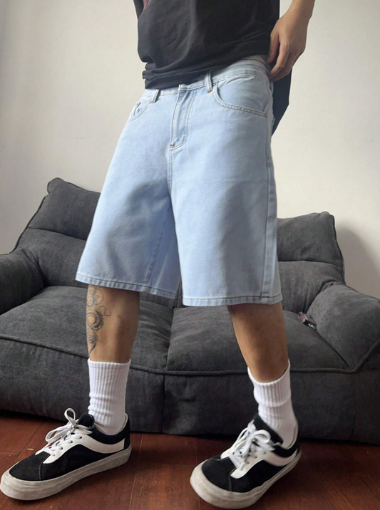 Men's Casual Wide Leg Denim Shorts
