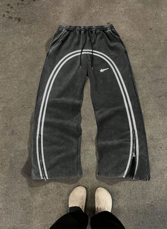 Men's Plain Color Patchwork Front Drawstring Pocket Casual Sweatpants