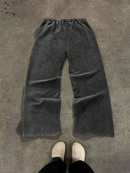 Men's Plain Color Patchwork Front Drawstring Pocket Casual Sweatpants