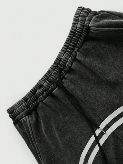 Men's Plain Color Patchwork Front Drawstring Pocket Casual Sweatpants
