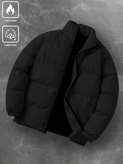 Men's Solid Color Stand Collar Winter Jacket