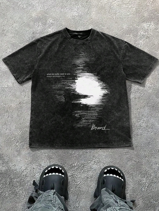 Men's Washed Fried Snowflake Blurred Face