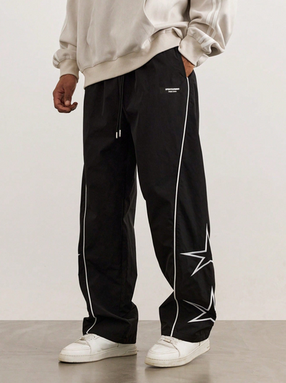  Loose Men's Star Pattern Side Striped Pants