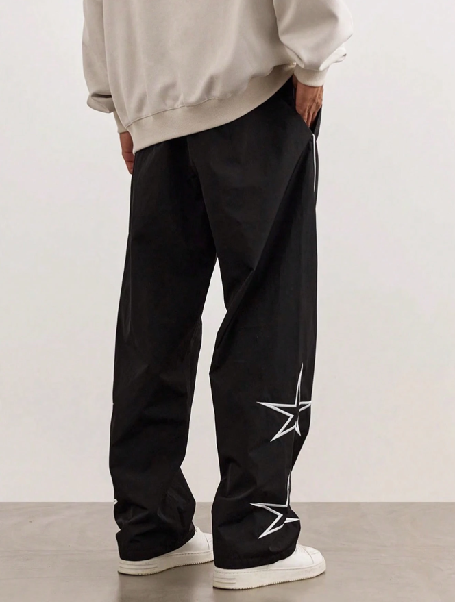  Loose Men's Star Pattern Side Striped Pants