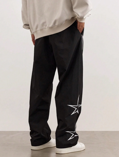  Loose Men's Star Pattern Side Striped Pants