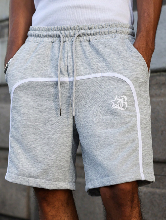 Letter Pattern Print Drawstring Waist Shorts