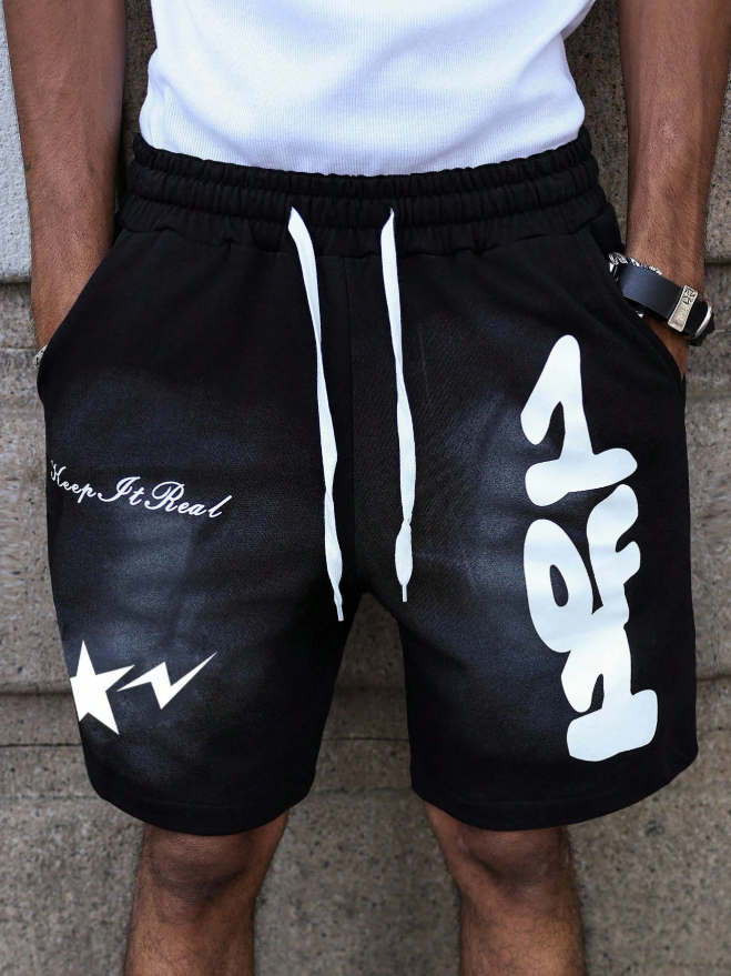 Streetwear Letter Graphic Shorts