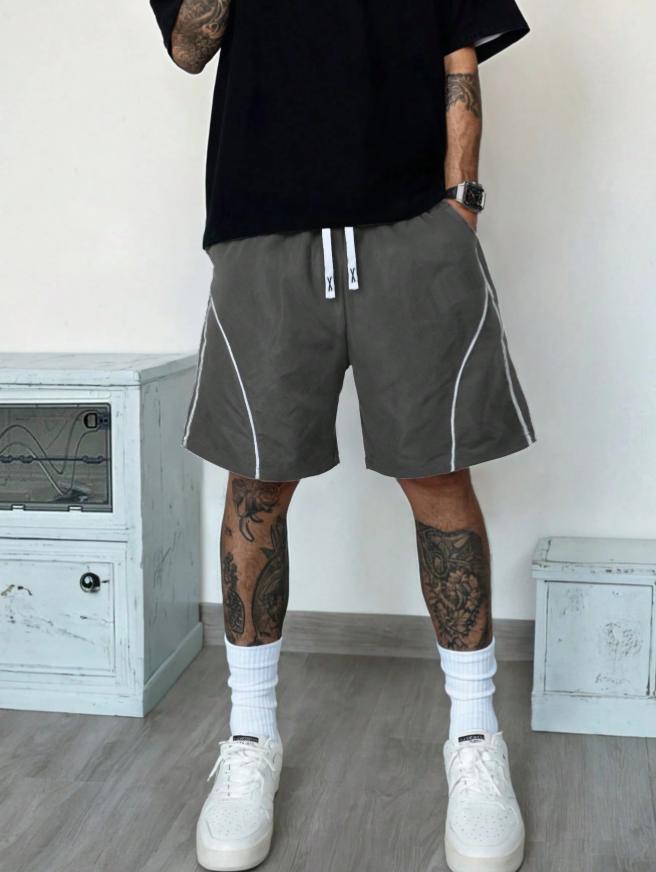 Men's Casual Shorts, Solid & Striped Pattern