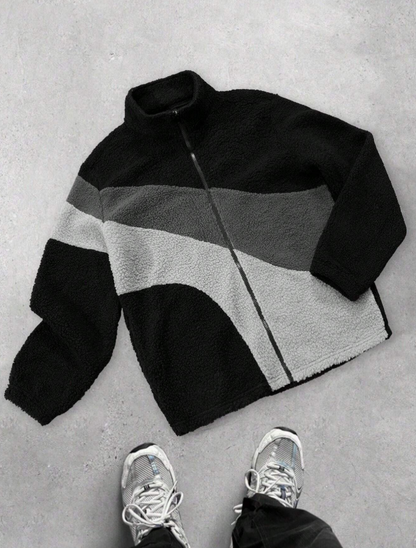 Men's Contrast Color Zip-Up Jacket