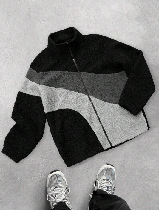 Men's Contrast Color Zip-Up Jacket