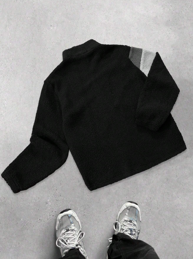 Men's Contrast Color Zip-Up Jacket