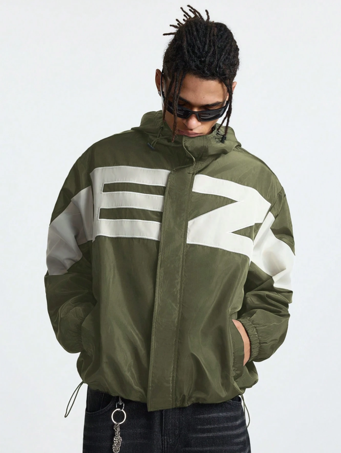 Men's Autumn Letter Print Long Sleeve Drawstring, Hooded, Streetwear Style