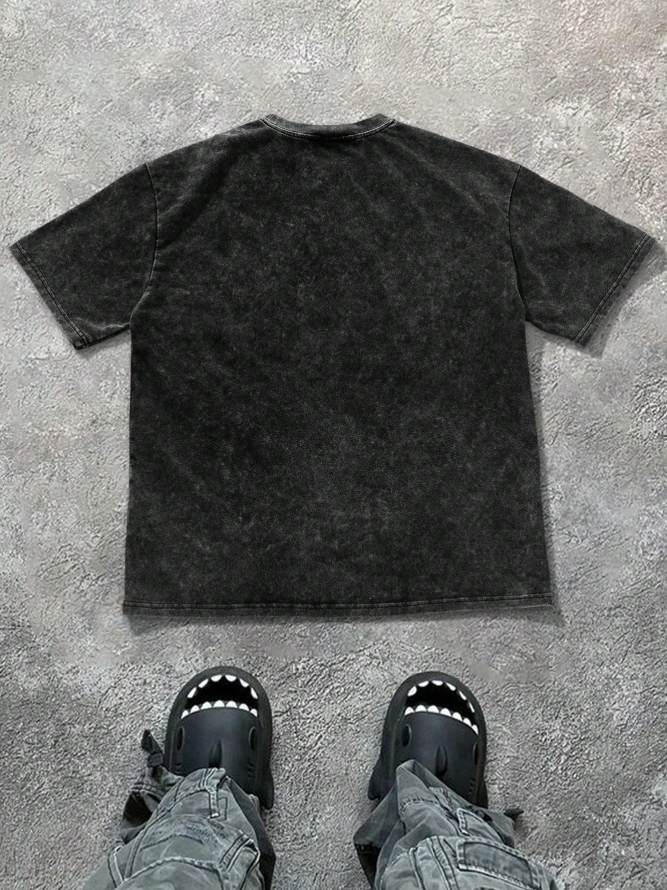 Men's Washed Fried Snowflake Blurred Face